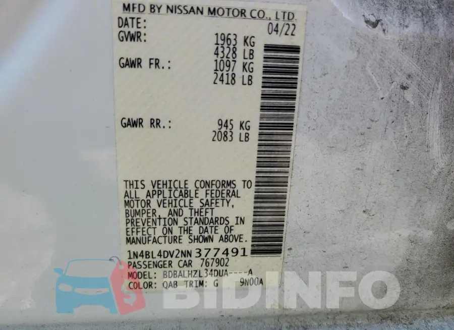 1N4BL4DV2NN377491 Photo# 12