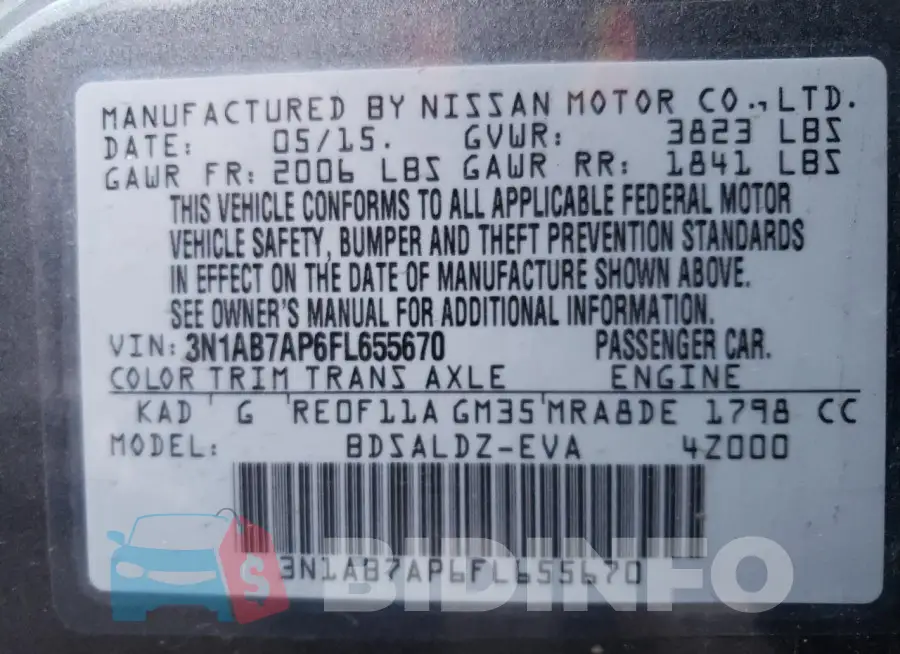 3N1AB7AP6FL655670 Photo# 12