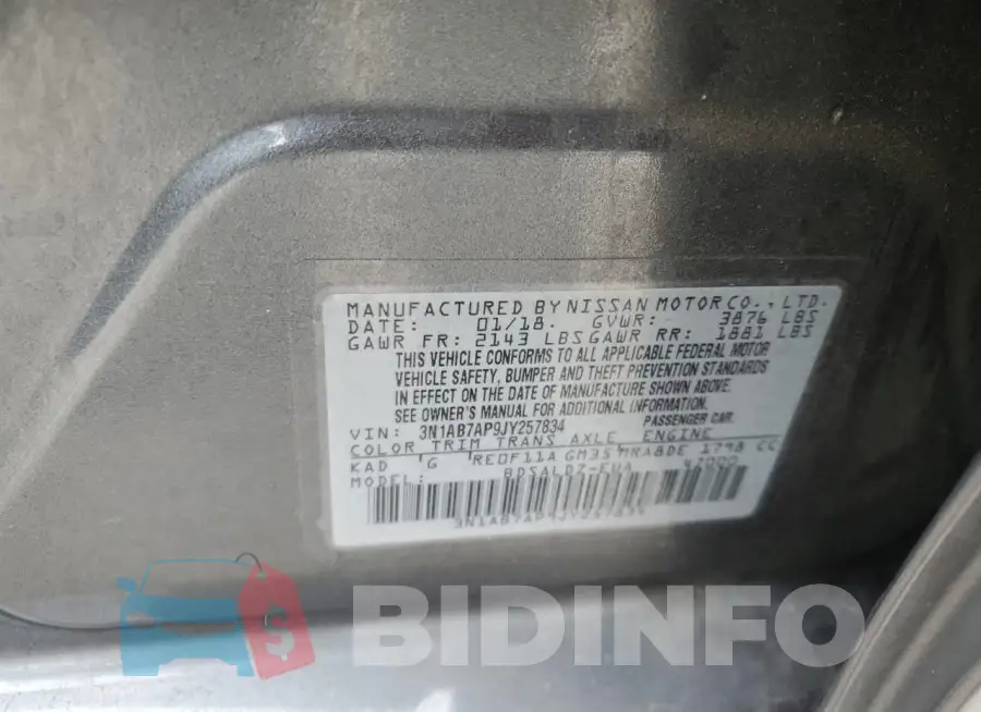 3N1AB7AP9JY257834 Photo# 13