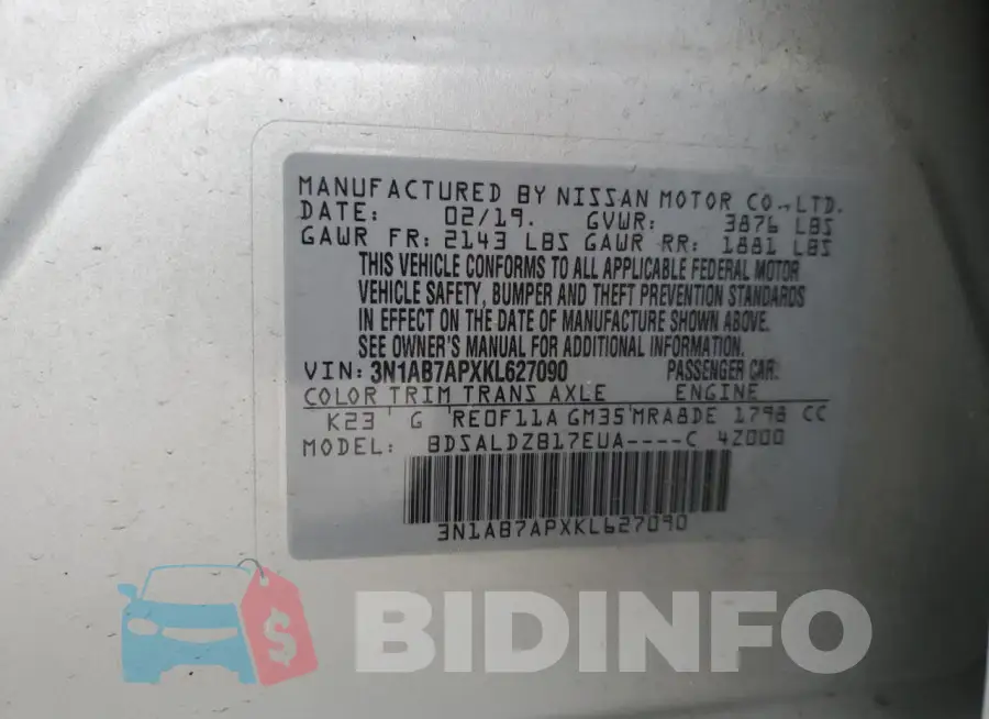 3N1AB7APXKL627090 Photo# 12