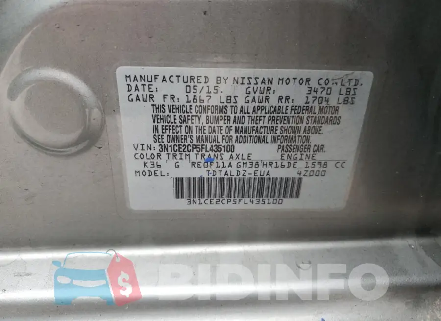 3N1CE2CP5FL435100 Photo# 12