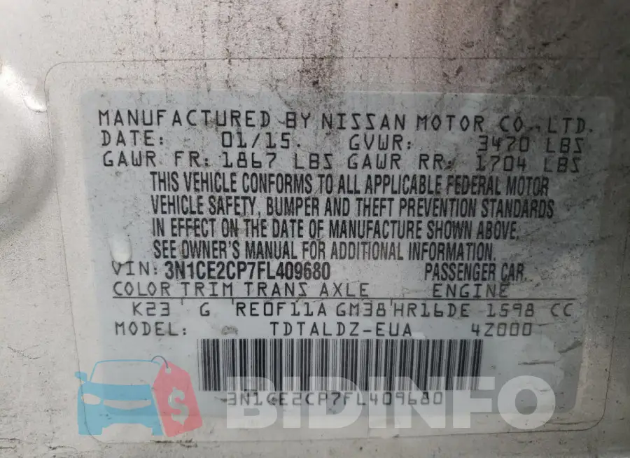 3N1CE2CP7FL409680 Photo# 12