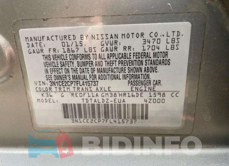 3N1CE2CP7FL415737 Photo# 10