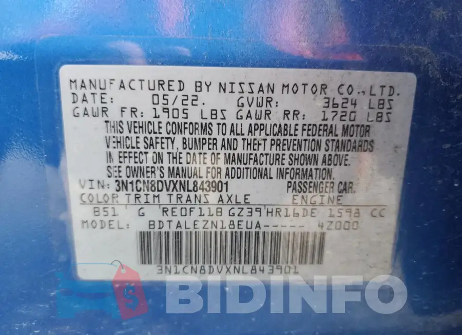 3N1CN8DVXNL843901 Photo# 12