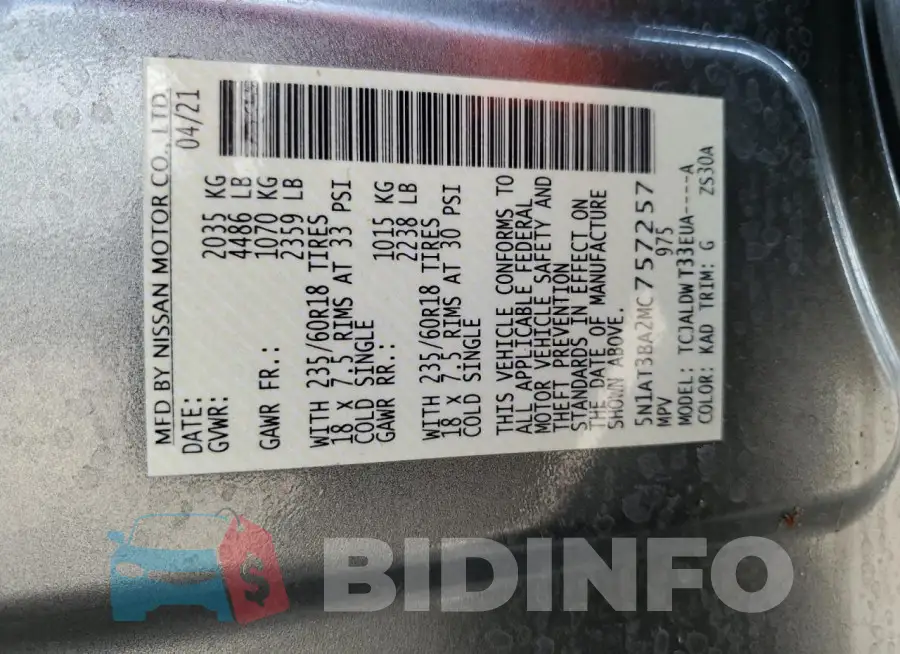 5N1AT3BA2MC757257 Photo# 13