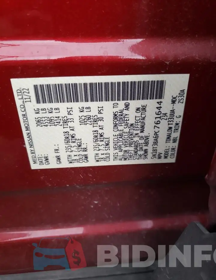 5N1BT3BA6PC761644 Photo# 13