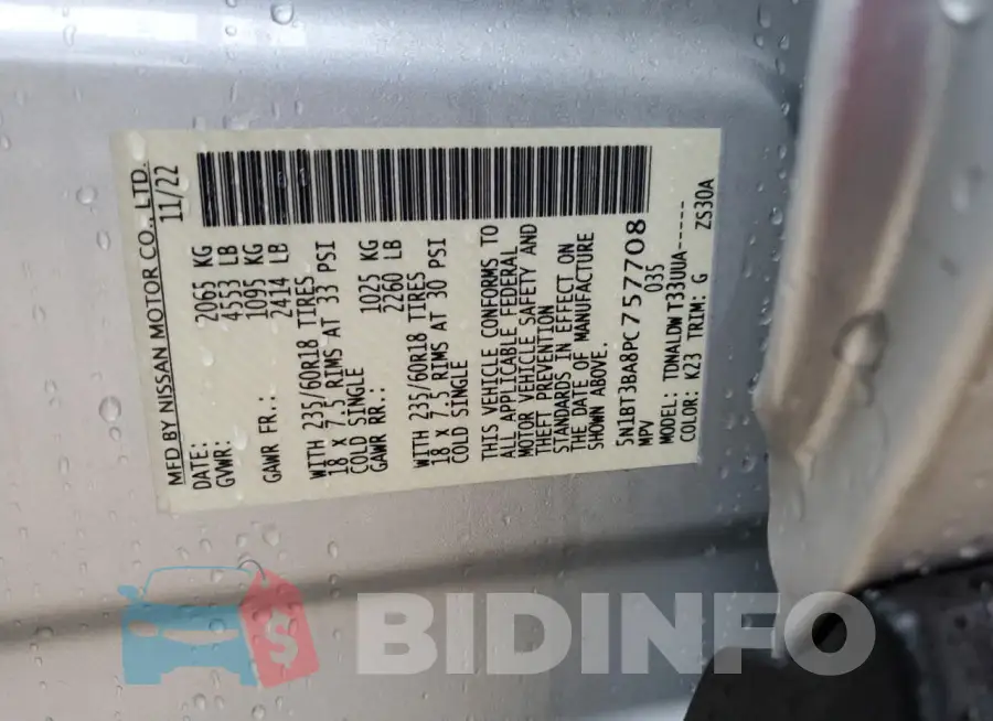 5N1BT3BA8PC757708 Photo# 13
