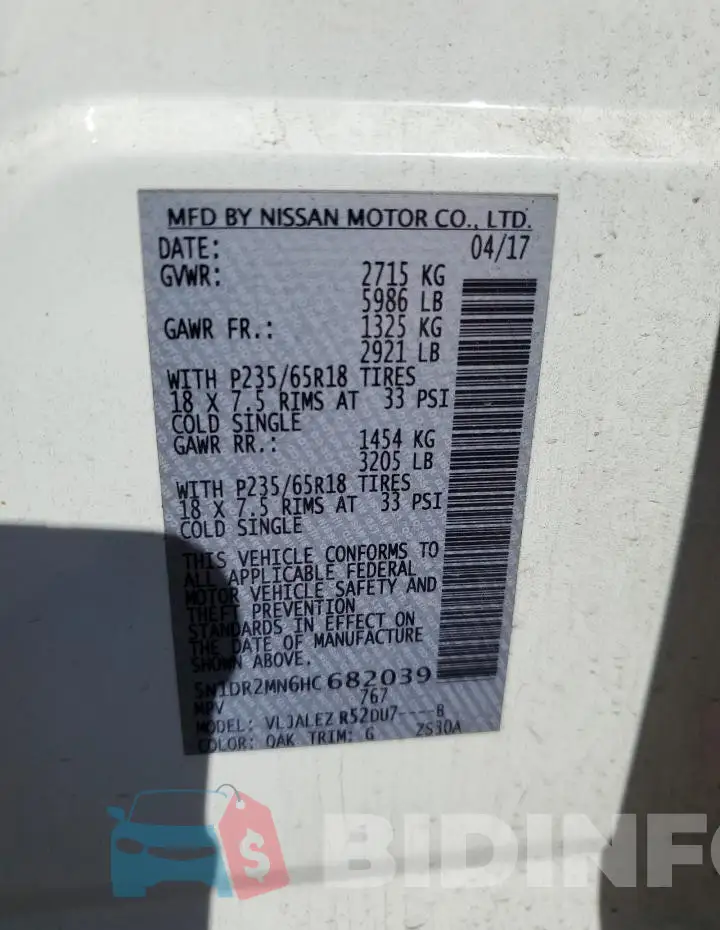 5N1DR2MN6HC682039 Photo# 13