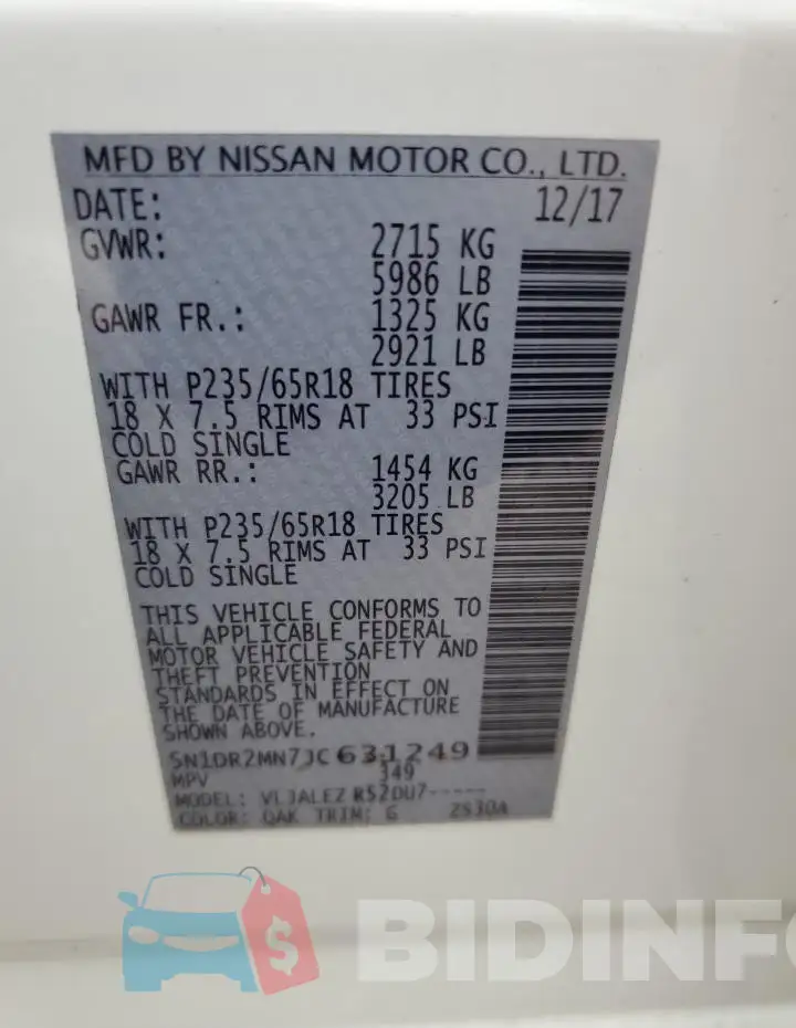 5N1DR2MN7JC631249 Photo# 13