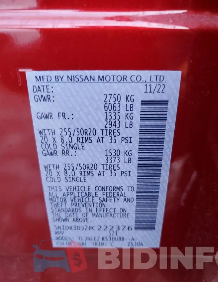 5N1DR3DJ2PC222376 Photo# 13