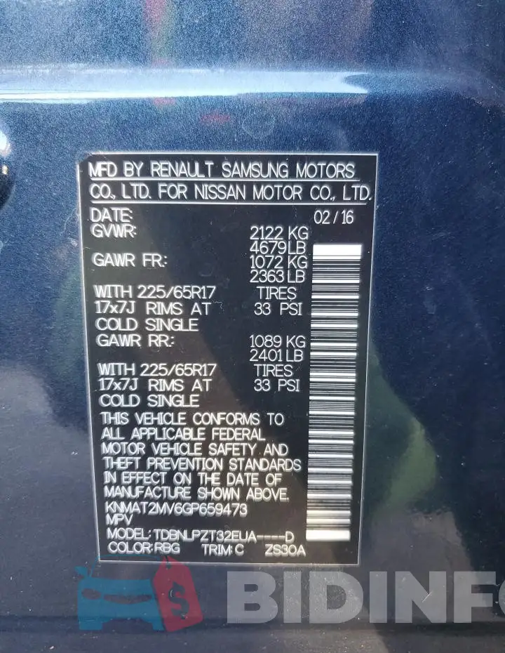 KNMAT2MV6GP659473 Photo# 12