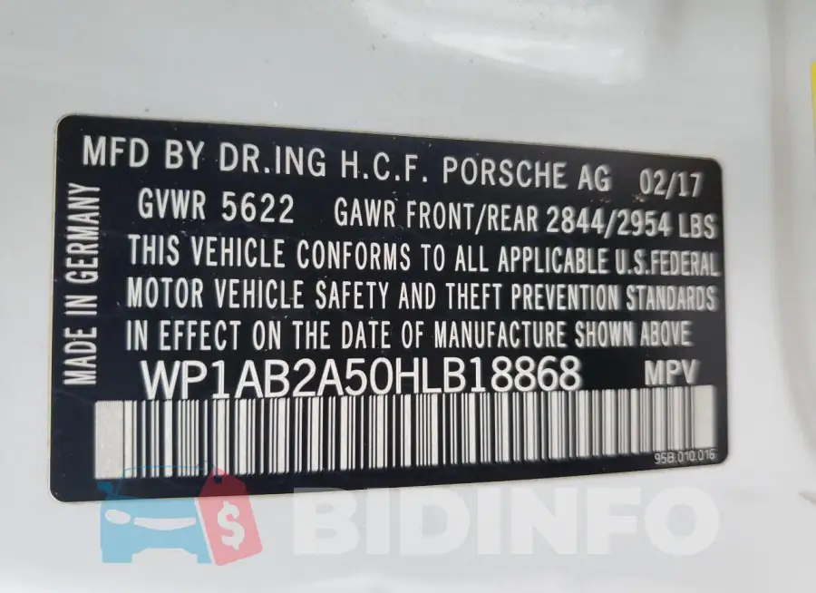 WP1AB2A50HLB18868 Photo# 13