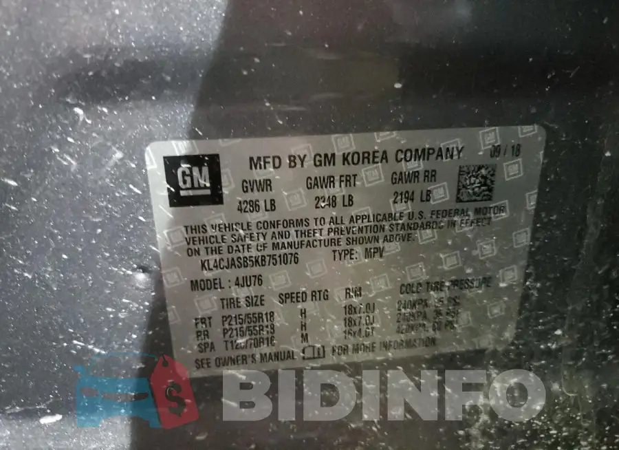 KL4CJASB5KB751076 Photo# 12