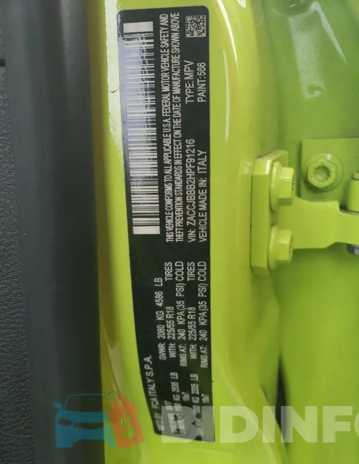 ZACCJBBB2HPF91216 Photo# 12