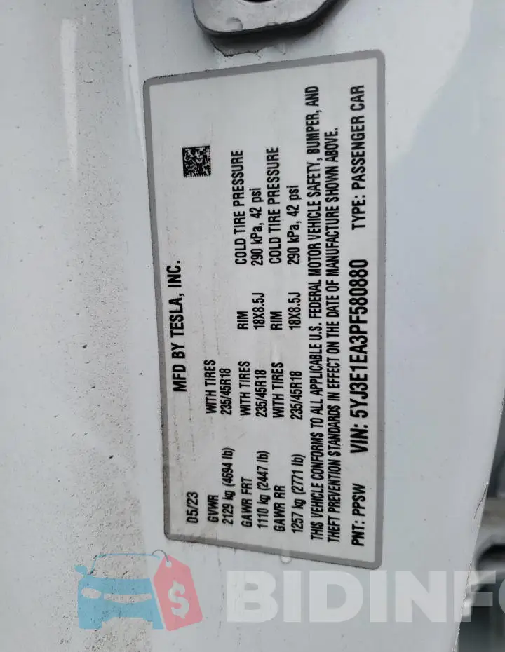 5YJ3E1EA3PF580880 Photo# 12