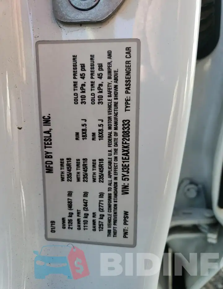 5YJ3E1EAXKF208333 Photo# 13