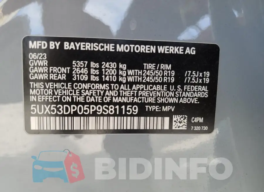 5UX53DP05P9S81159 Photo# 13