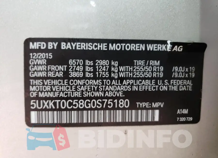 5UXKT0C58G0S75180 Photo# 13