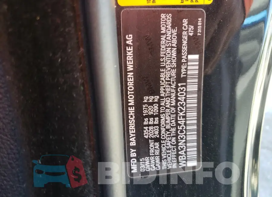 WBA3N3C54FK234031 Photo# 12
