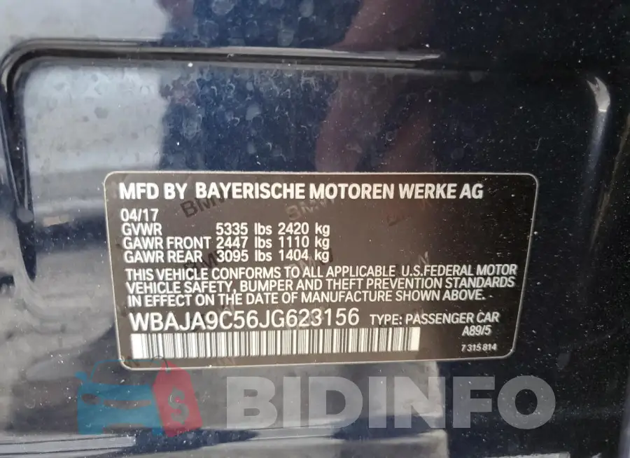 WBAJA9C56JG623156 Photo# 12