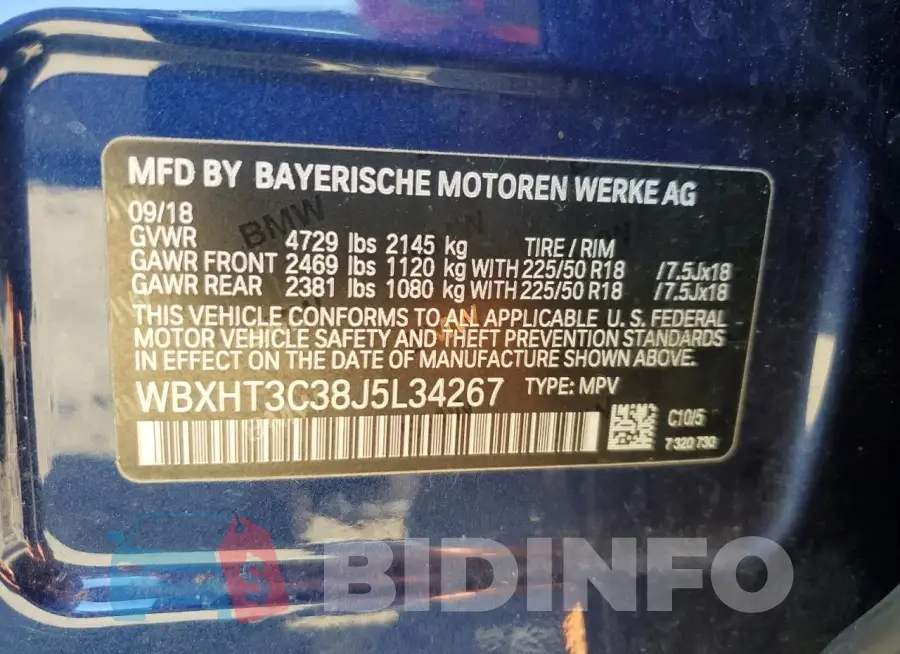 WBXHT3C38J5L34267 Photo# 12