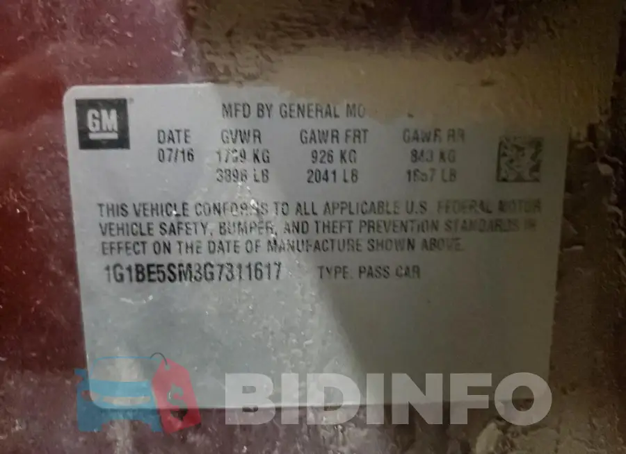 1G1BE5SM3G7311617 Photo# 13