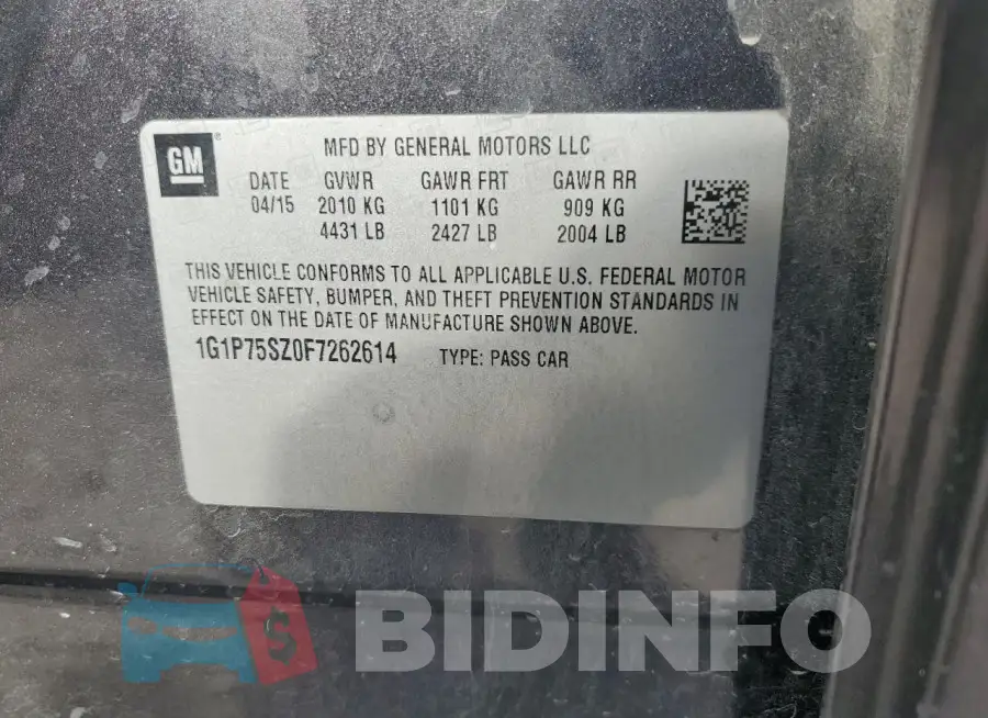 1G1P75SZ0F7262614 Photo# 13