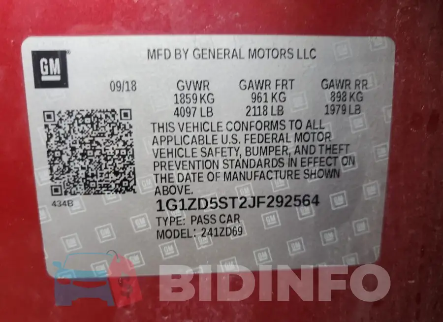 1G1ZD5ST2JF292564 Photo# 13