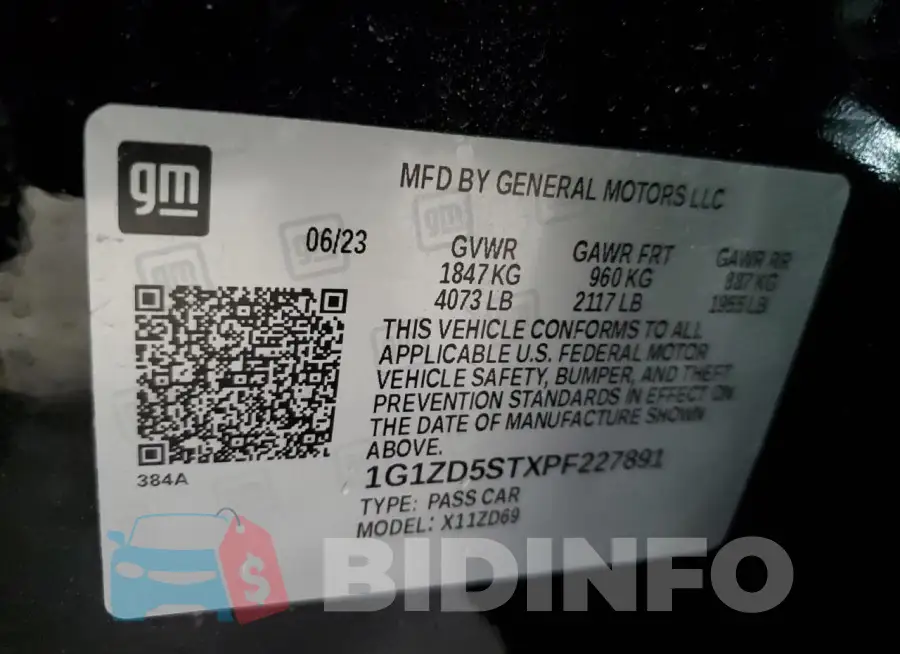 1G1ZD5STXPF227891 Photo# 12