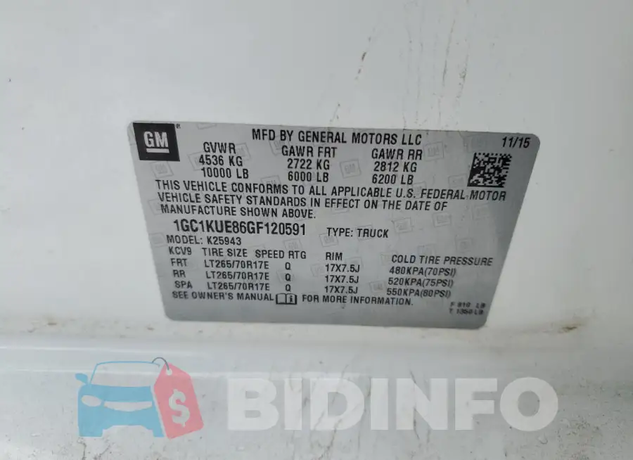 1GC1KUE86GF120591 Photo# 12