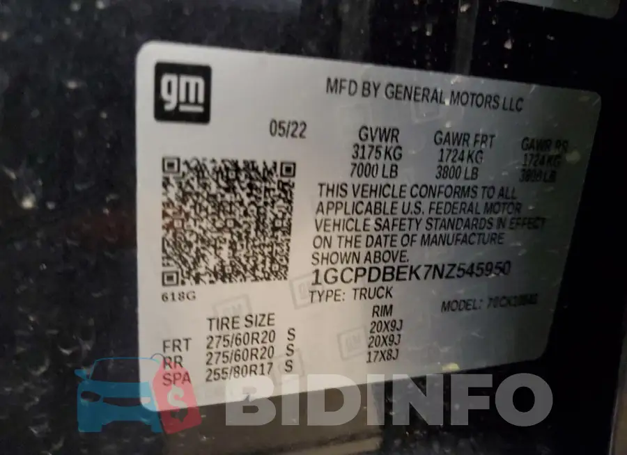 1GCPDBEK7NZ545950 Photo# 12
