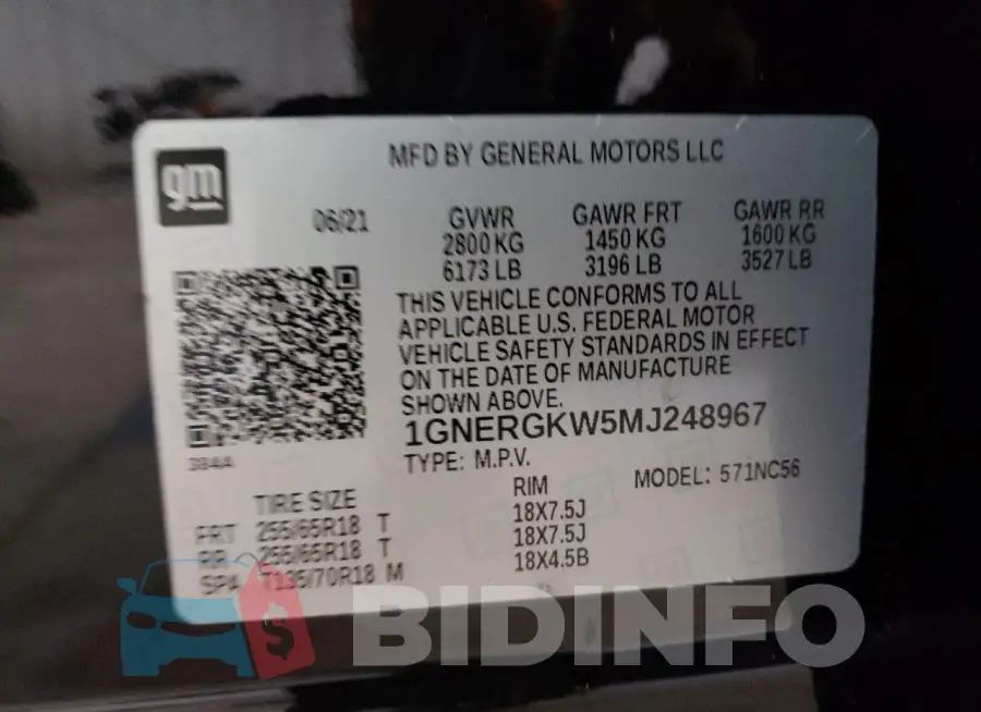 1GNERGKW5MJ248967 Photo# 13