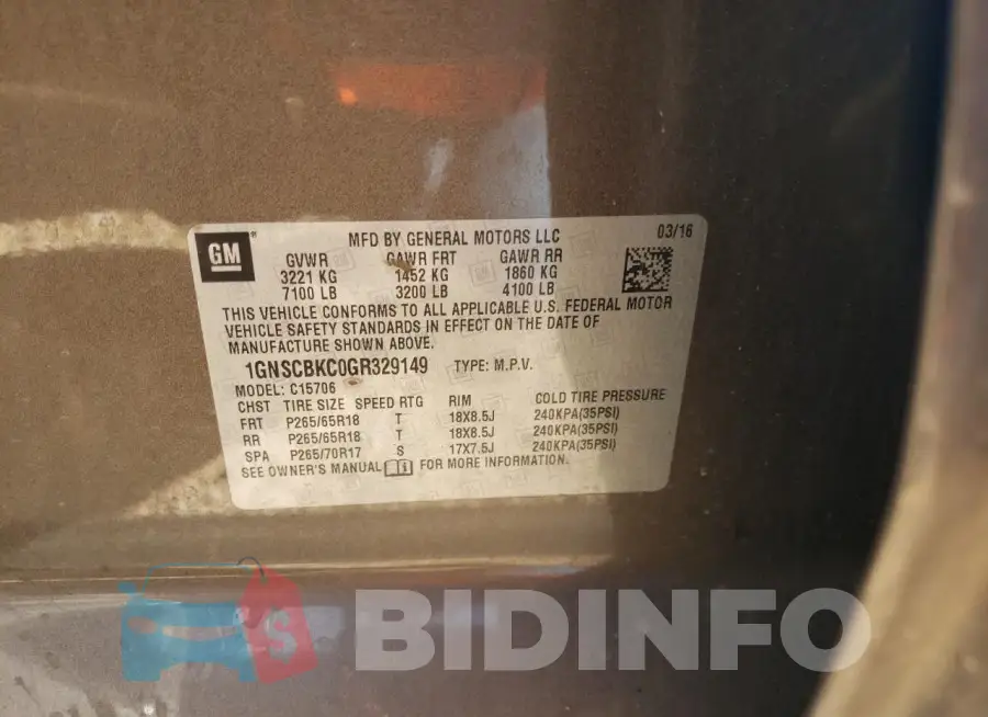 1GNSCBKC0GR329149 Photo# 10