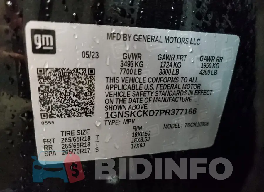 1GNSKCKD7PR377166 Photo# 13