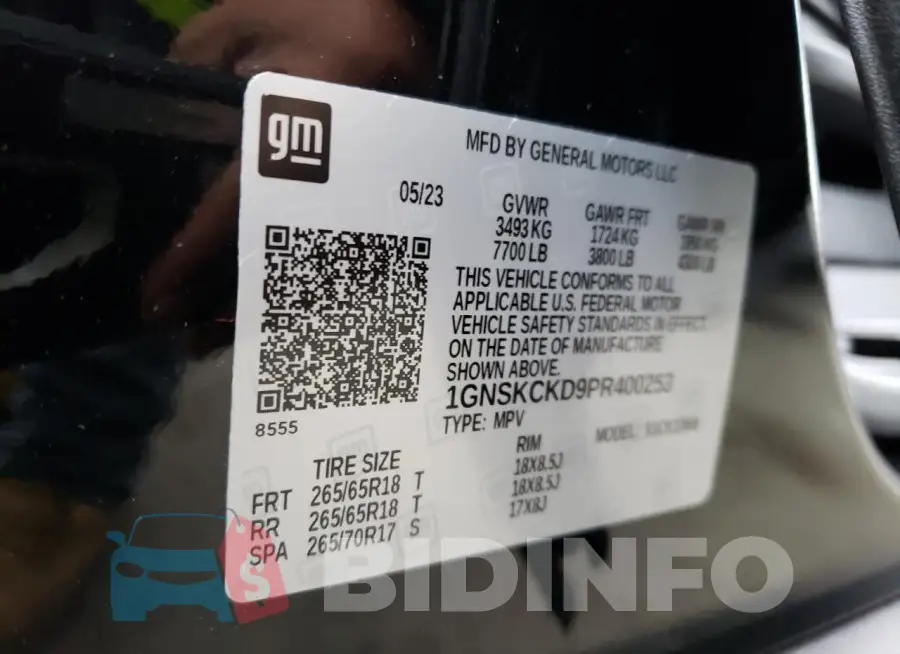 1GNSKCKD9PR400253 Photo# 13