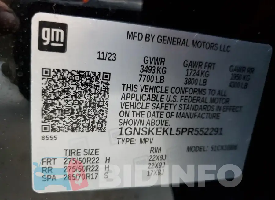 1GNSKEKL5PR552291 Photo# 13