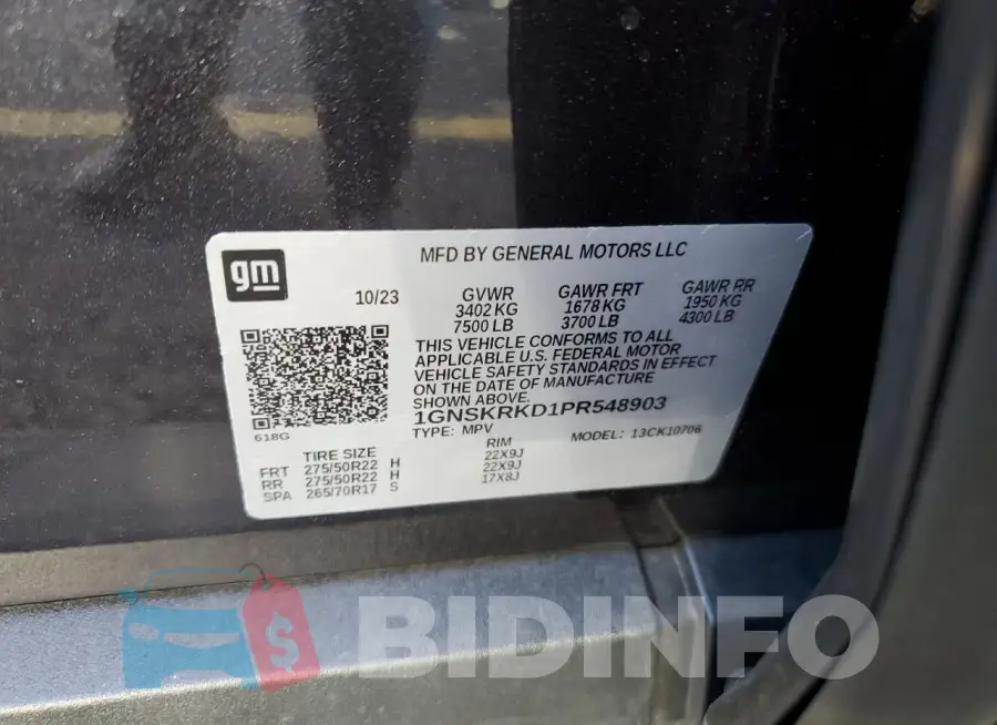 1GNSKRKD1PR548903 Photo# 13