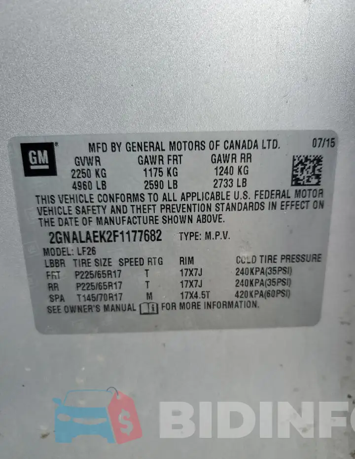 2GNALAEK2F1177682 Photo# 13