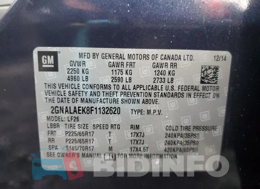 2GNALAEK8F1132620 Photo# 13