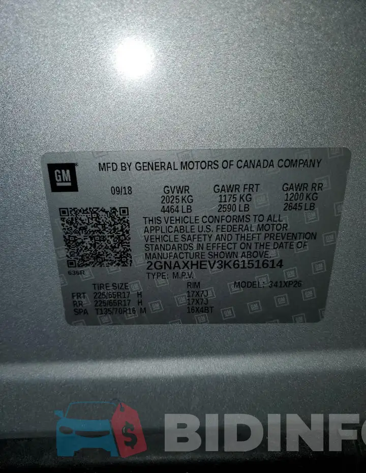 2GNAXHEV3K6151614 Photo# 14