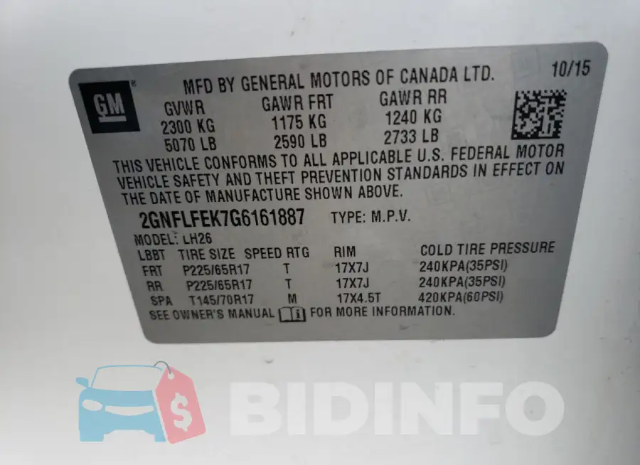 2GNFLFEK7G6161887 Photo# 12