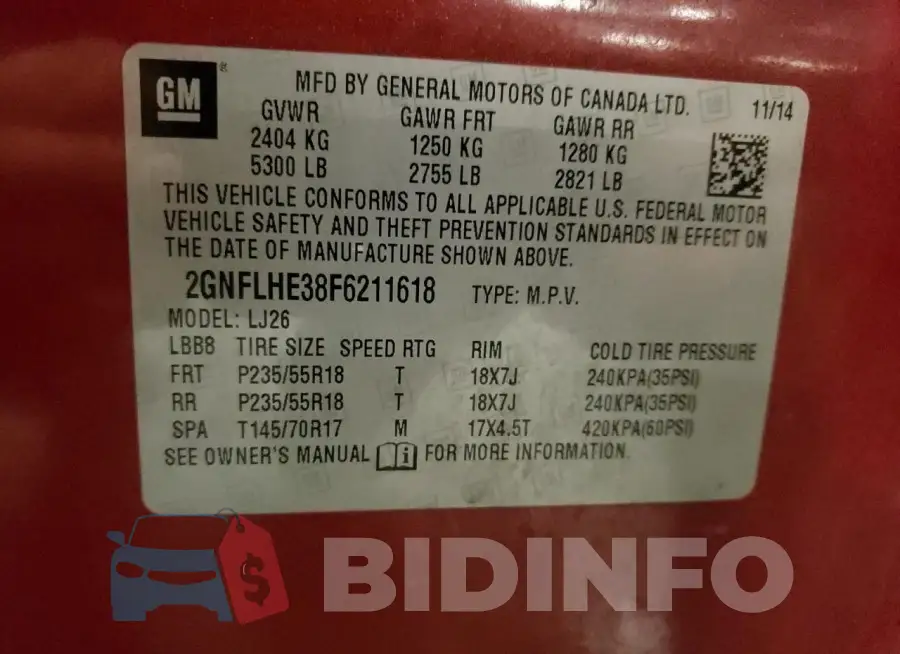 2GNFLHE38F6211618 Photo# 12