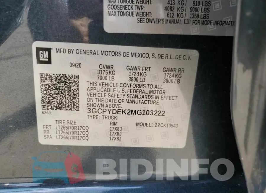 3GCPYDEK2MG103222 Photo# 14