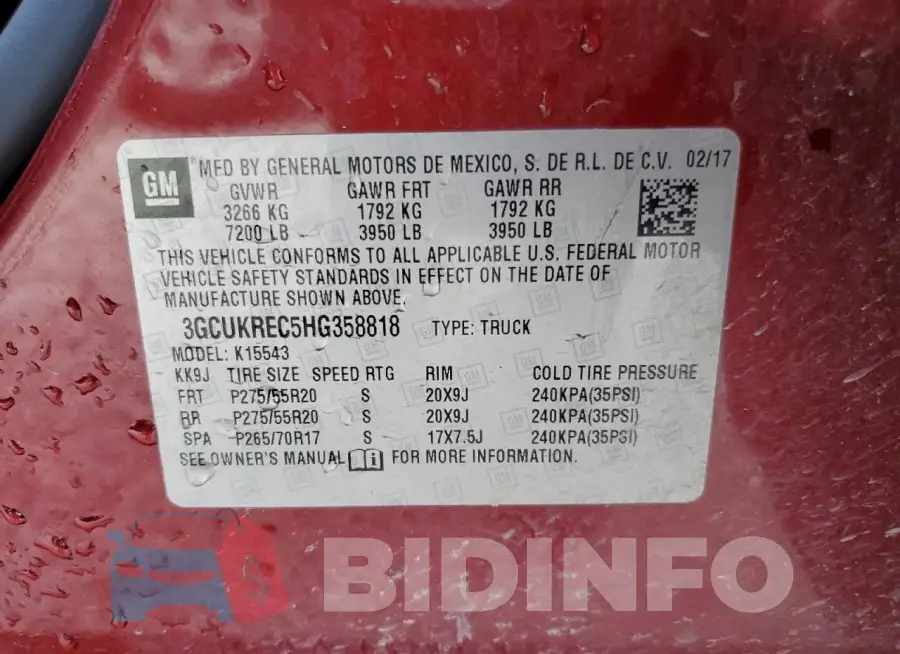 3GCUKREC5HG358818 Photo# 12