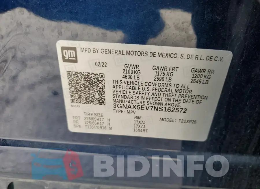 3GNAX5EV7NS162572 Photo# 12
