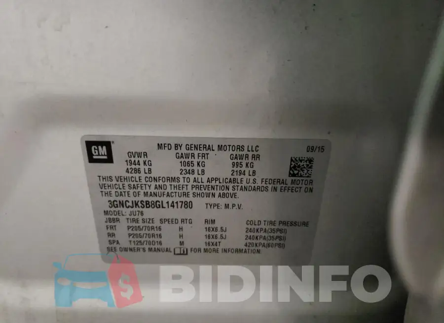 3GNCJKSB8GL141780 Photo# 13