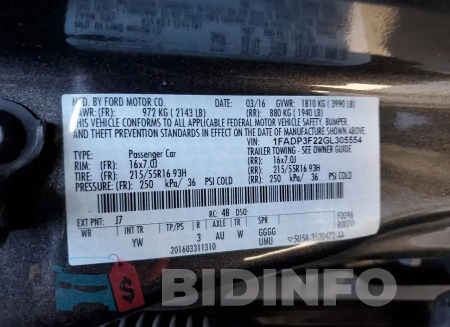 1FADP3F22GL305554 Photo# 13