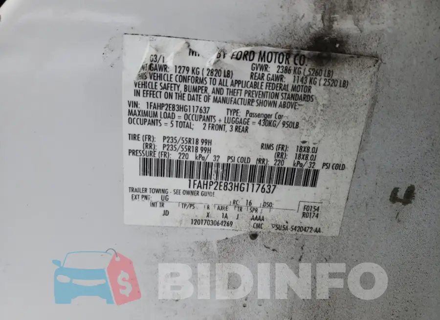1FAHP2E83HG117637 Photo# 12