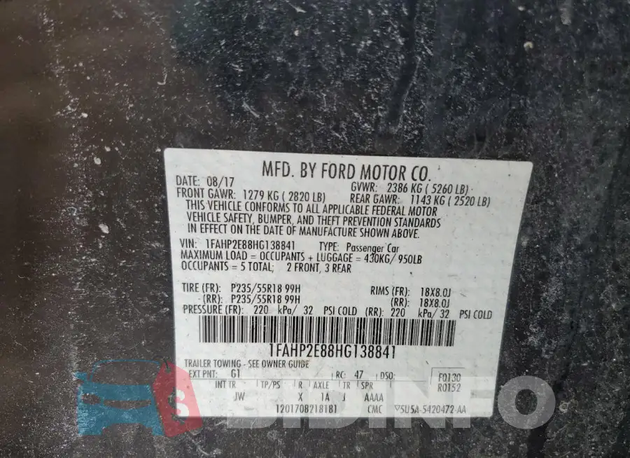 1FAHP2E88HG138841 Photo# 12