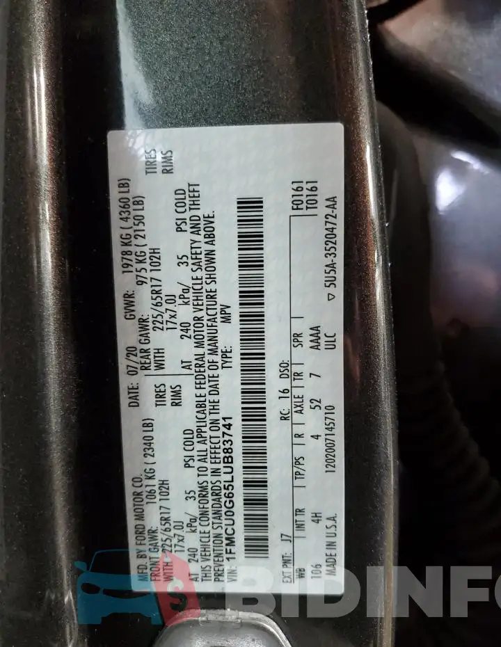 1FMCU0G65LUB83741 Photo# 12